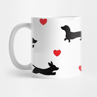 Valentine Dachshund and Heart Pattern Mug